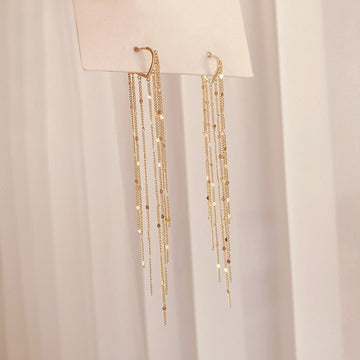 Vintage Gold Color Bar Long Earrings for Women